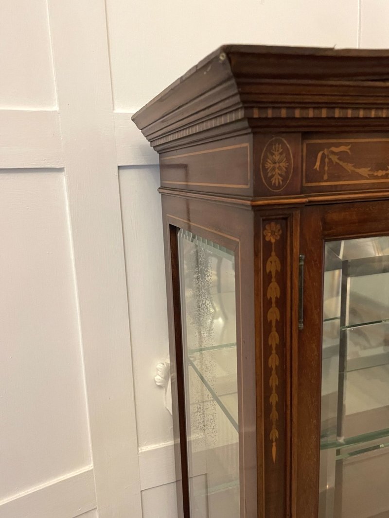 Outstanding Quality Antique Victorian Mahogany Inlaid Display Cabinet - Image 9